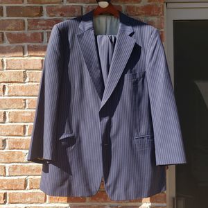 Paul Stuart Blue Pinstriped Super 130s Wool Suit